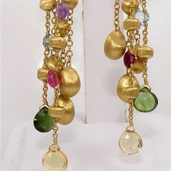 Gorgeous Marco Bicego PARADISE 5 Strand Multi Gem 18K Earrings - Picture 7 of 8